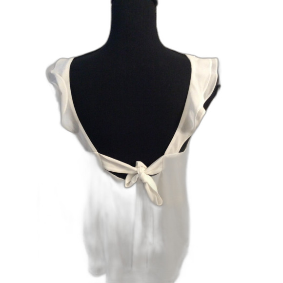 Naked Zebra White Romantic Ruffled Low tie Back Top Medium M - Picture 2 of 5
